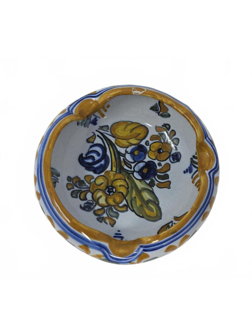 Vintage Talavera Pottery Floral Ashtray Hand Painted Mexican Ceramic 4.75 Inch